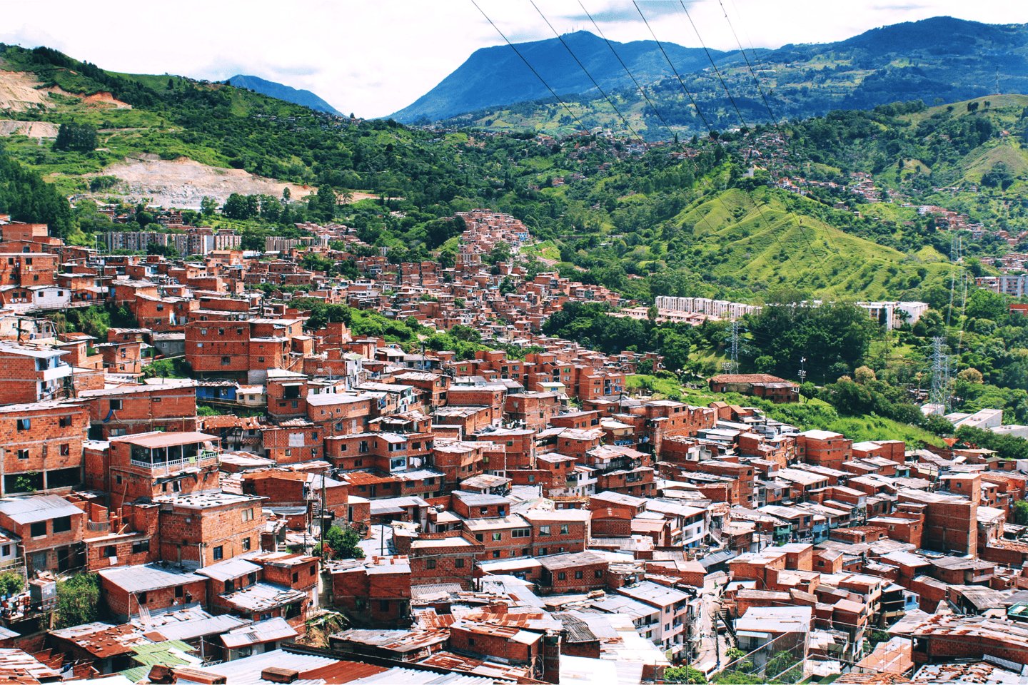 Overlooking houses and hills in Medellin, Colombia
