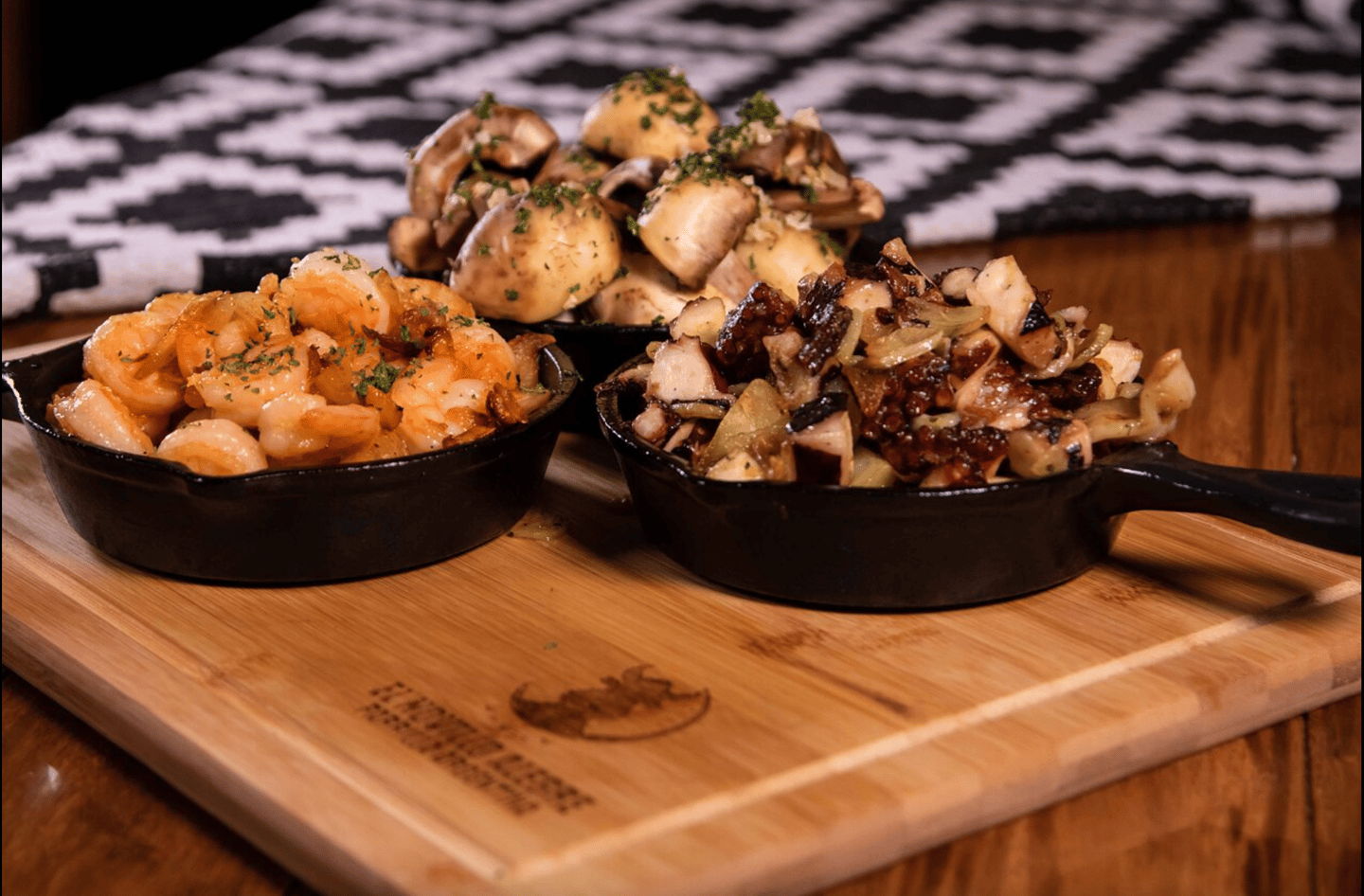 Three dishes at a restaurant in Escazu, Costa Rica