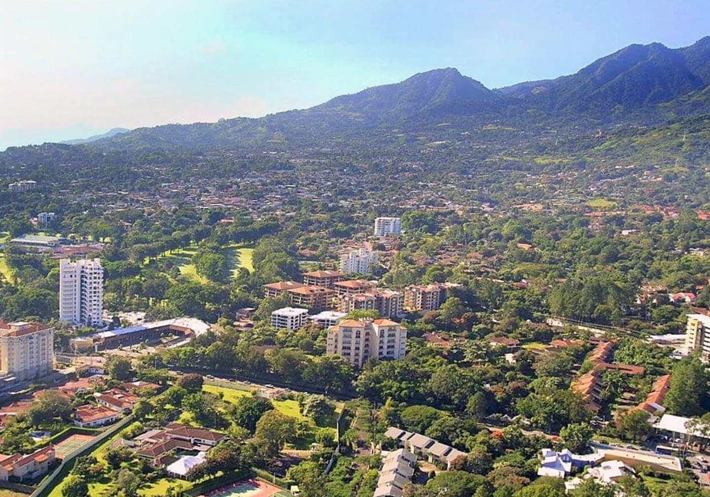 An aerial view of Escazu, Costa Rica