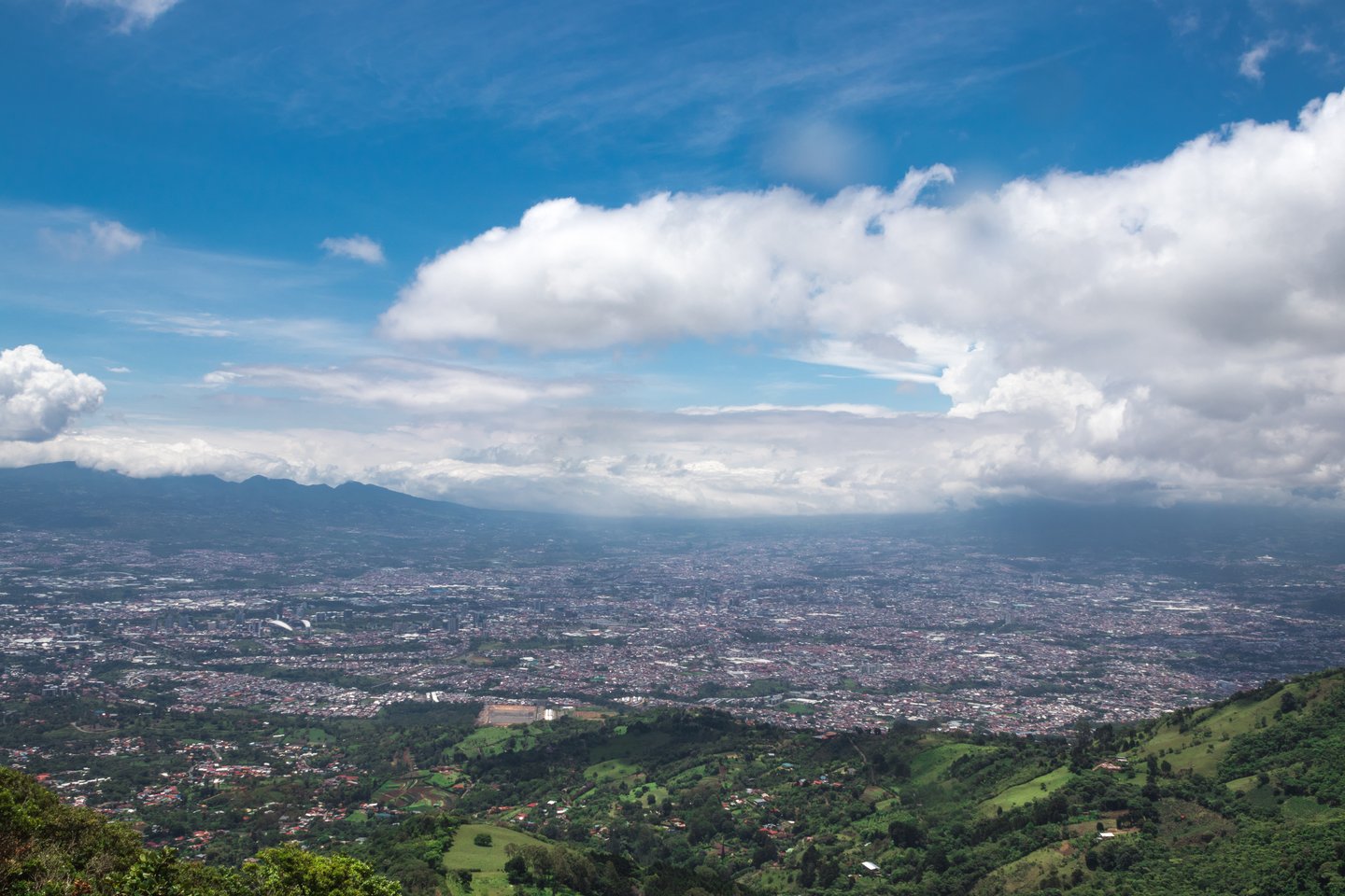 Looking down at the city of San Jose from the hills of Escazu