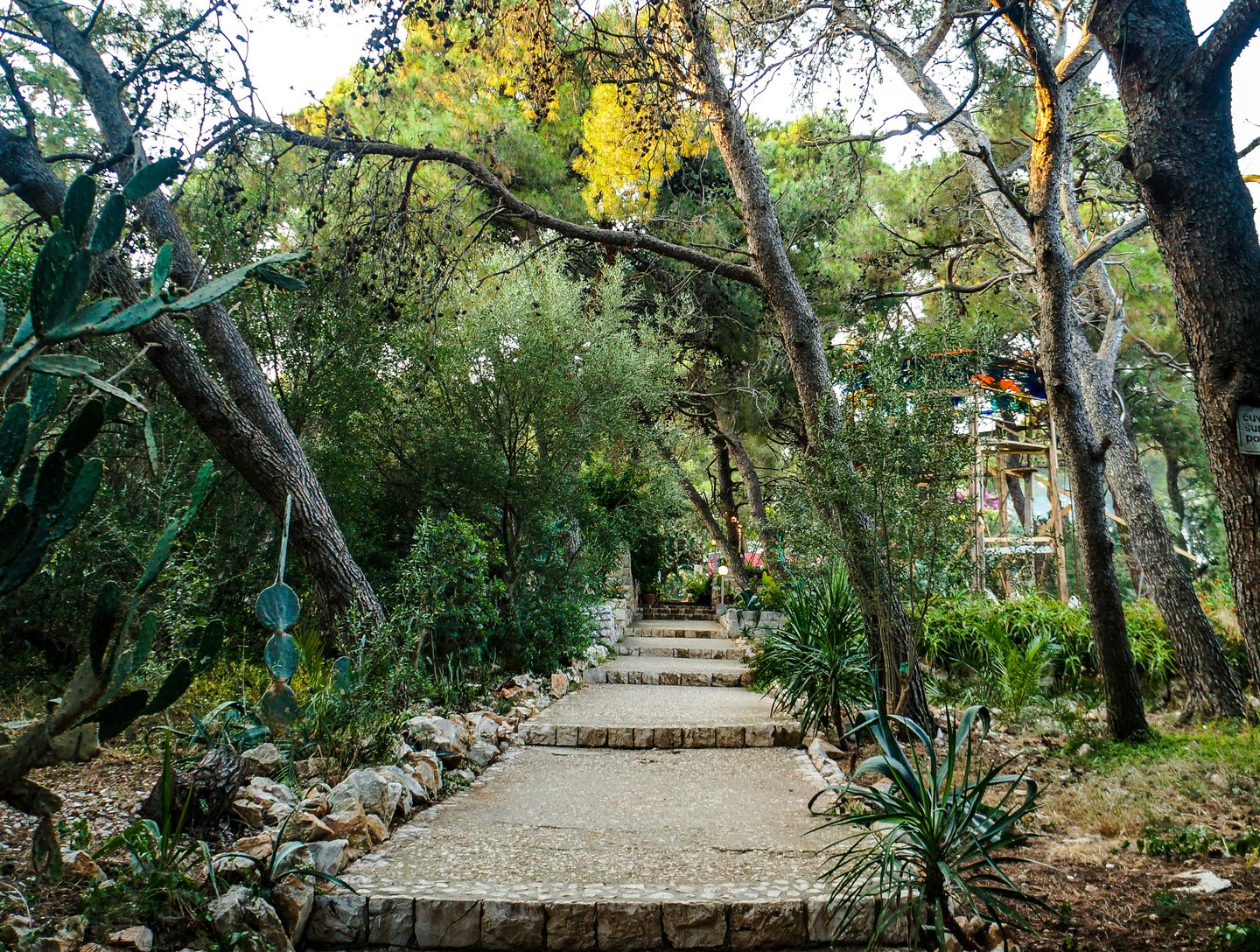Walking through the gardens in Palmizana