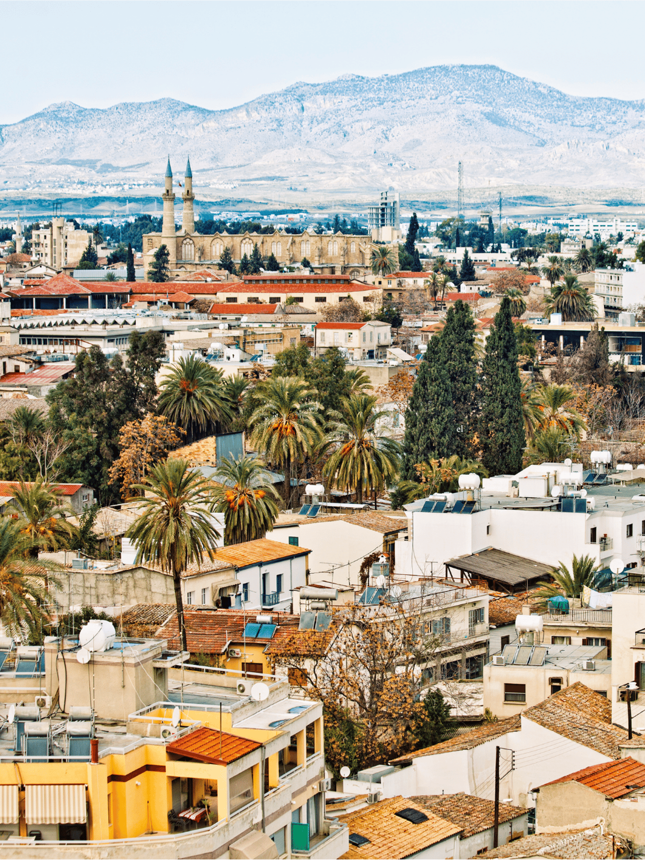 View of Nicosia, with the Turkish side of Cyprus in background.