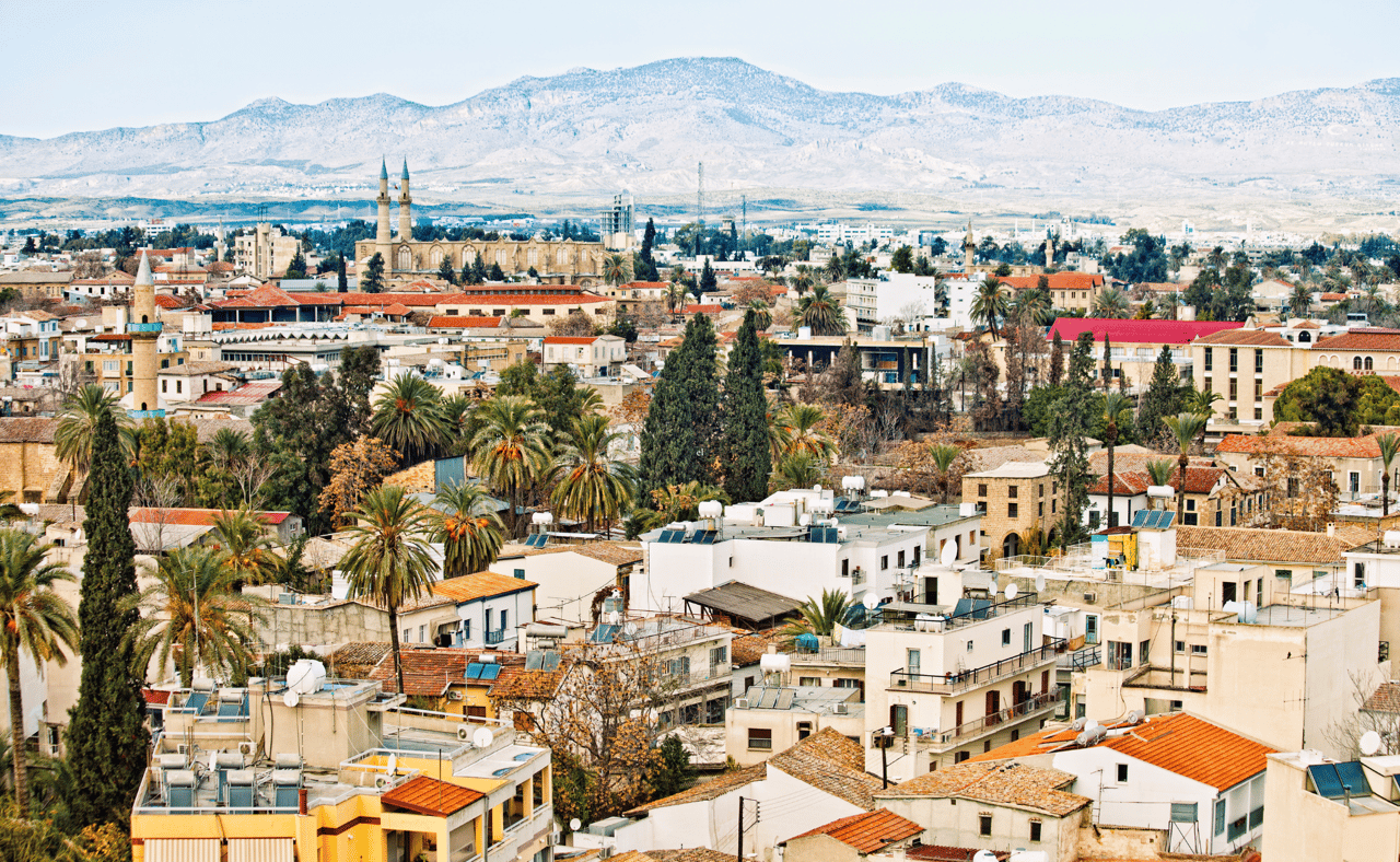 View of Nicosia, with the Turkish side of Cyprus in background.