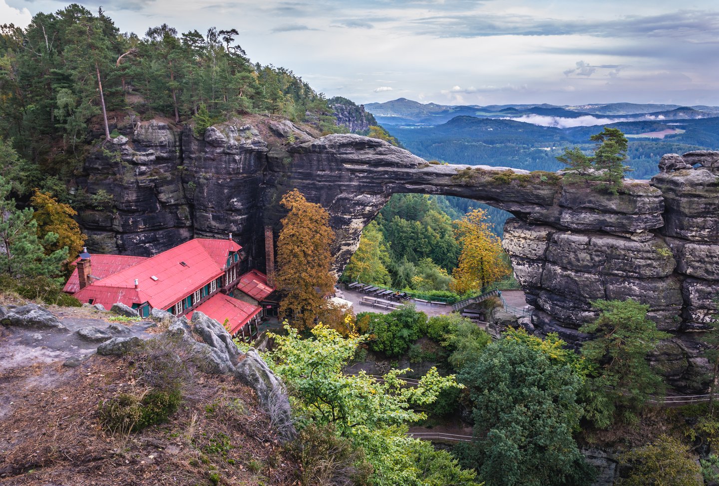 Pravčická Brána, a tall sandstone arch in the Bohemian Switzerland National Park 