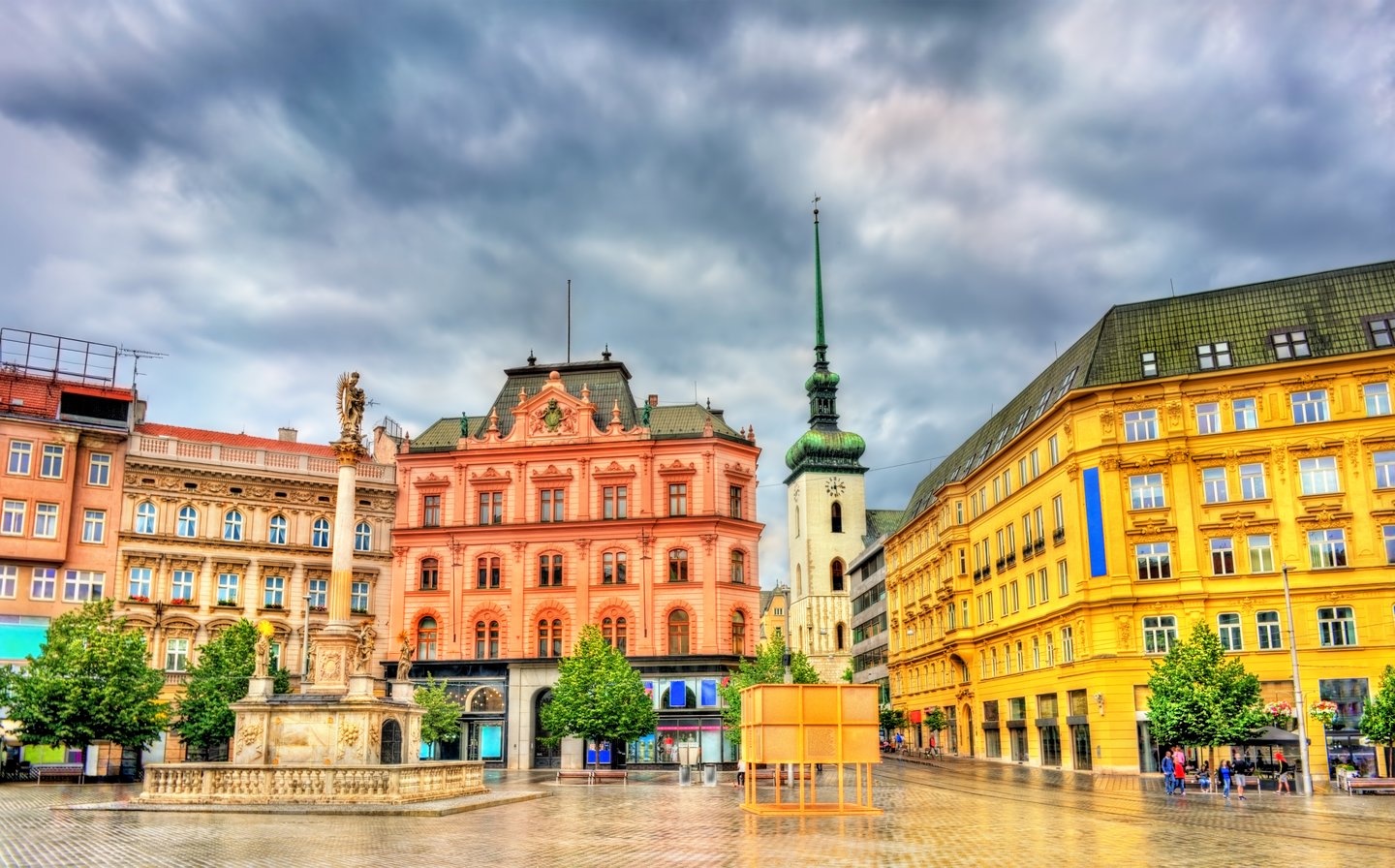 Colourful buildings in Freedom Square, Brno