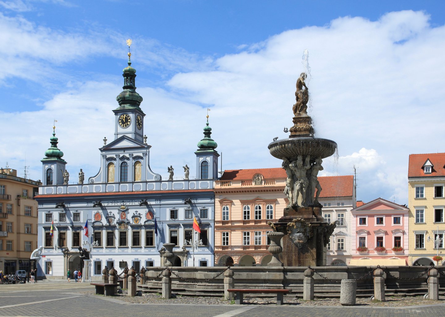 Samson Fountain in the square of České Budějovice