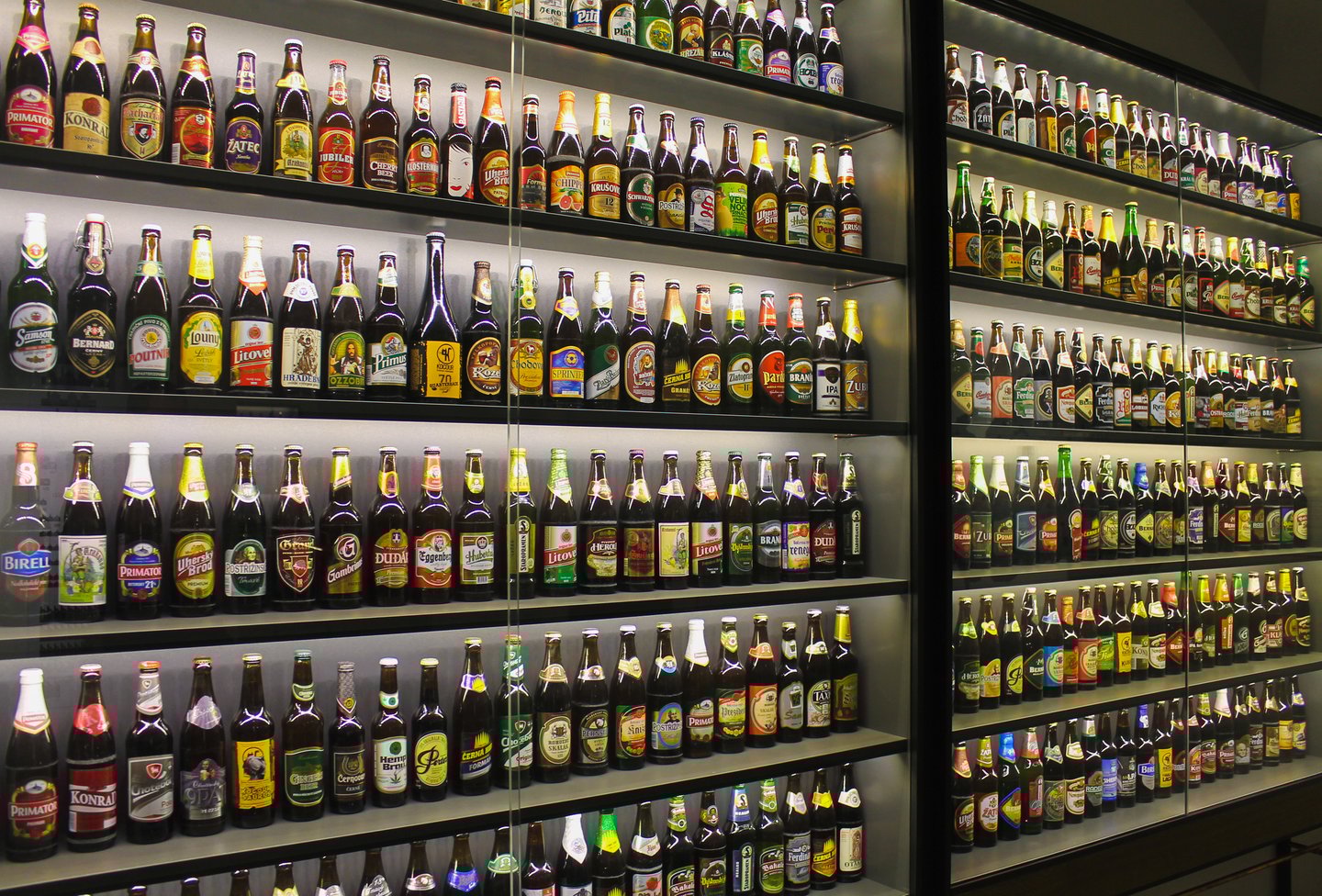 A display of beer at Prague Beer Museum