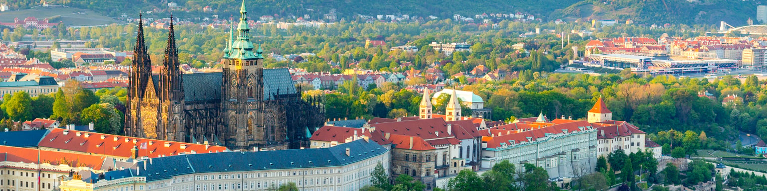 Looking down at Prague Castle with St. Vitus Cathedral