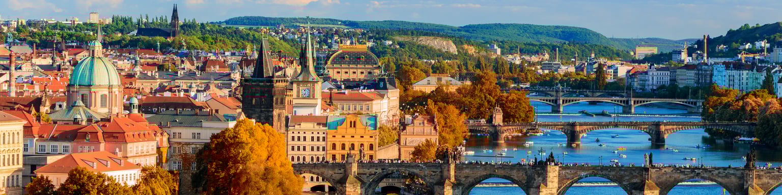 View of the bridges across the Vlatva River in Prague