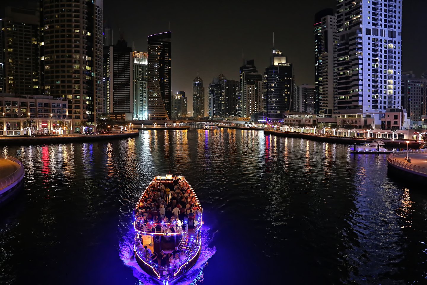 Dubai Marina at night.