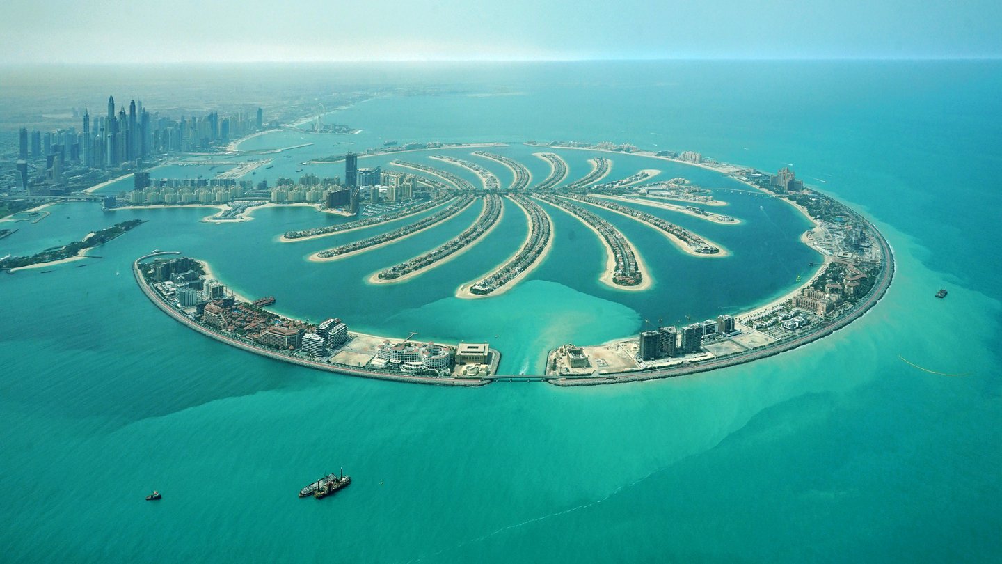 An aerial view of the Palm Jumeriah