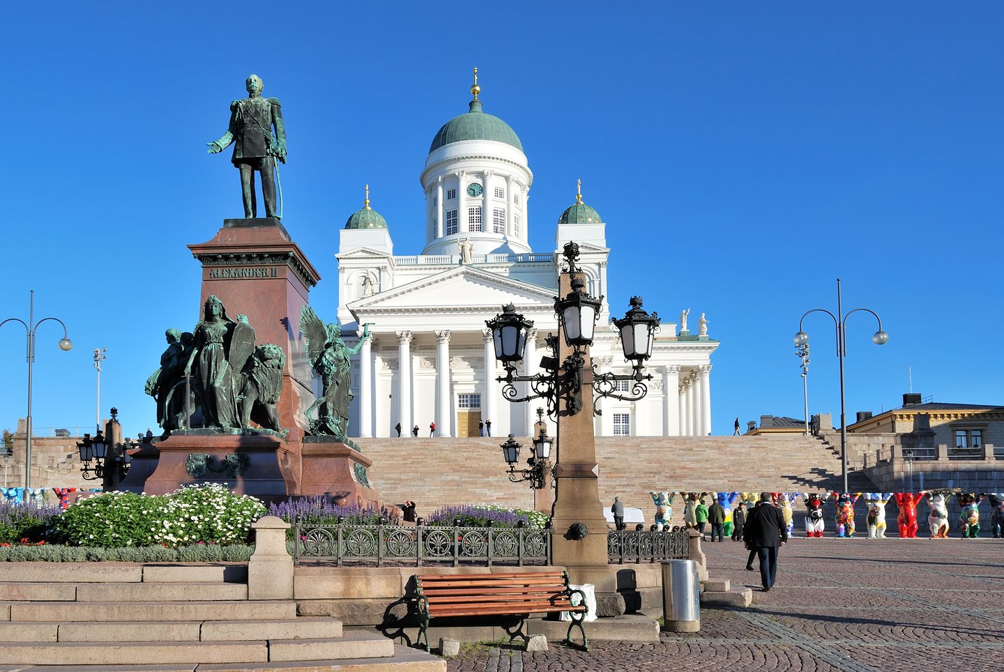 People walking in Senate Square, Helsinki, Finland