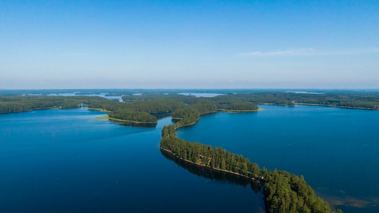 Aerial view of Punkaharju Nature Reserve in Finland