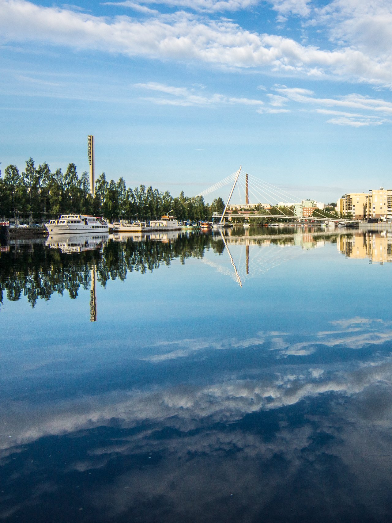 The Tampere skyline reflected in the lake
