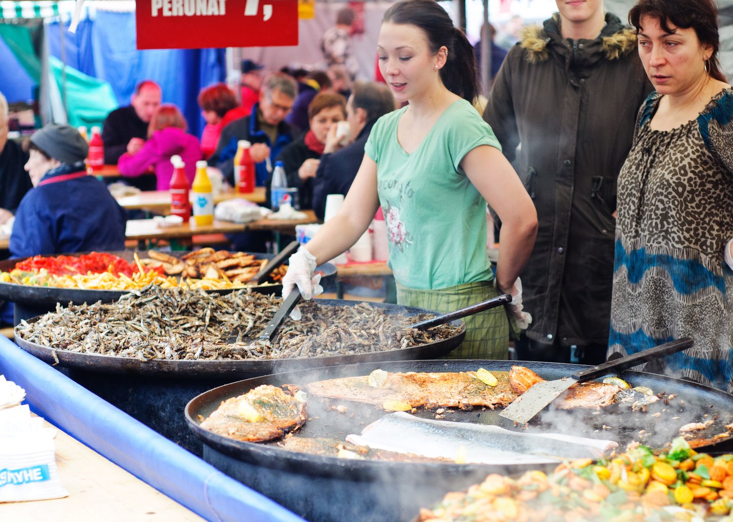 A stall serving food at the fishmarket in Tampere, Finland