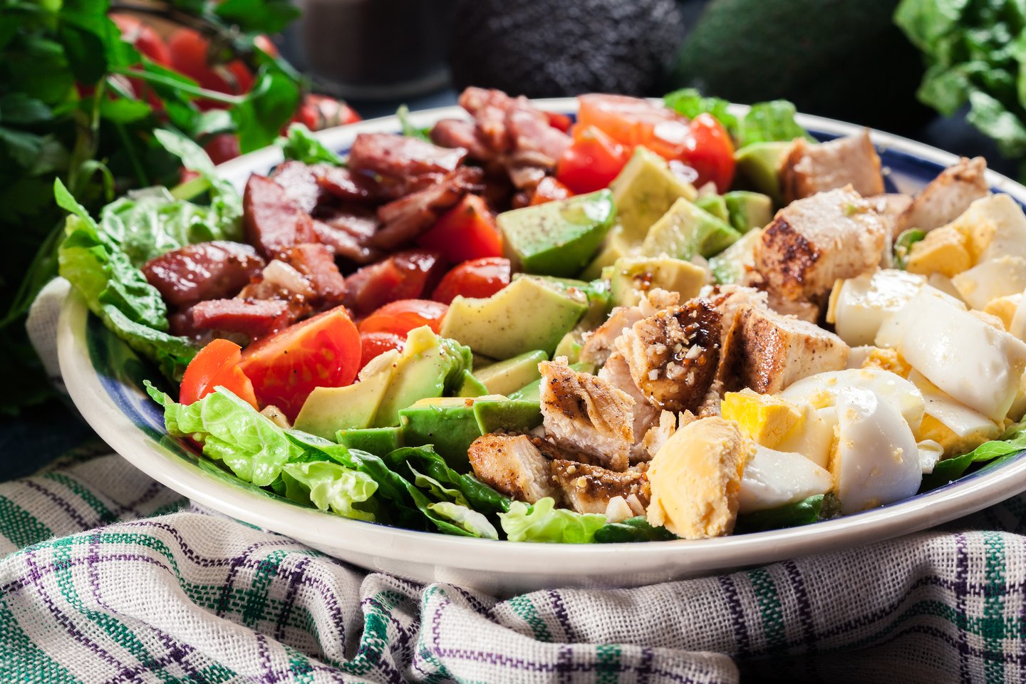 Cobb salad in serving bowl