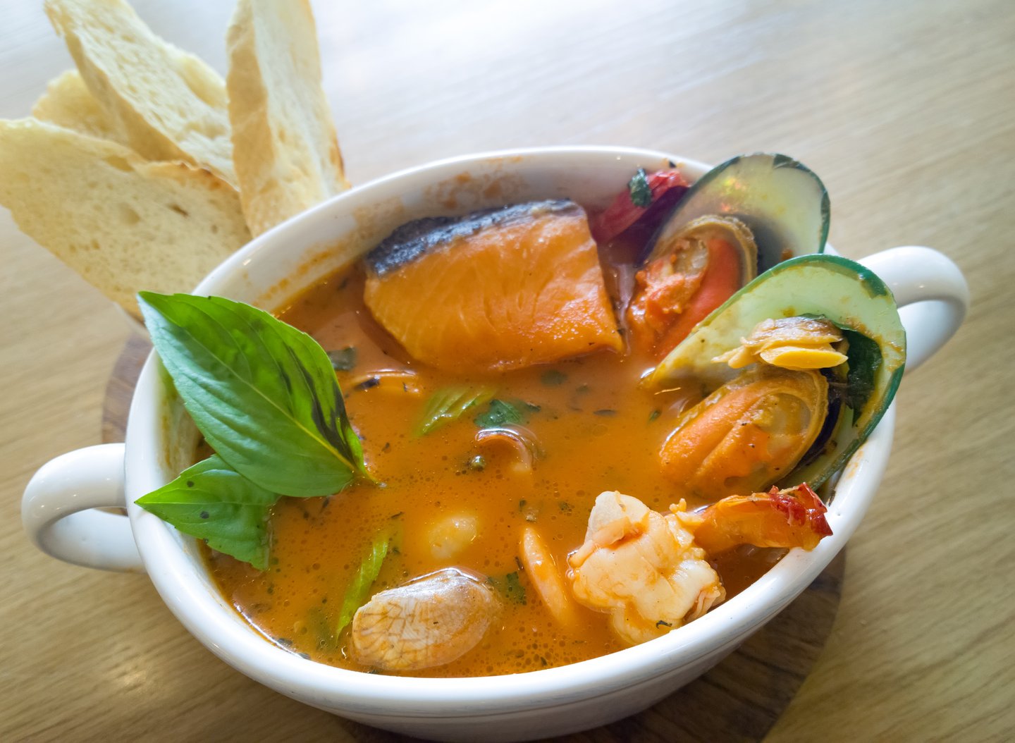 A bowl of seafood stew