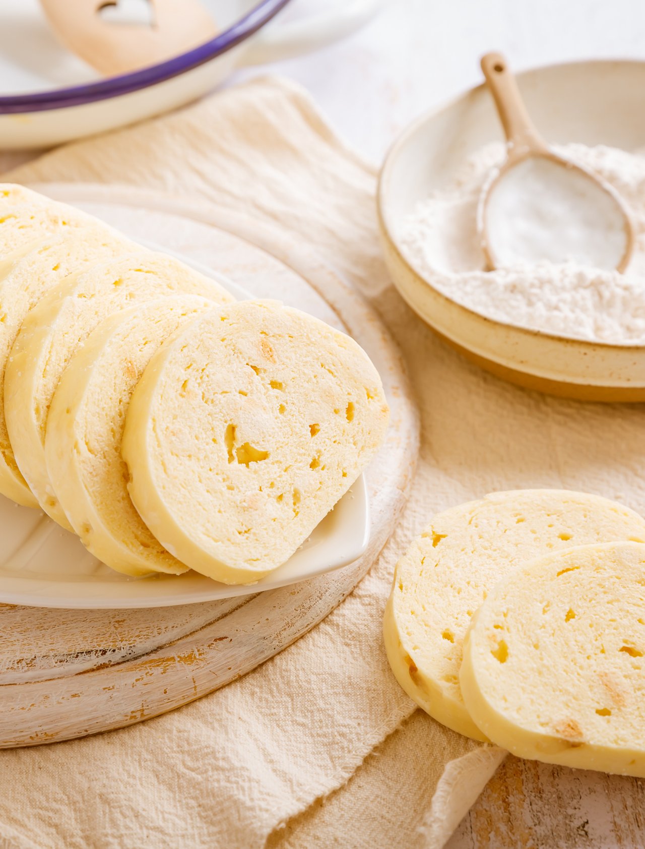 Czech bread dumplings on a board