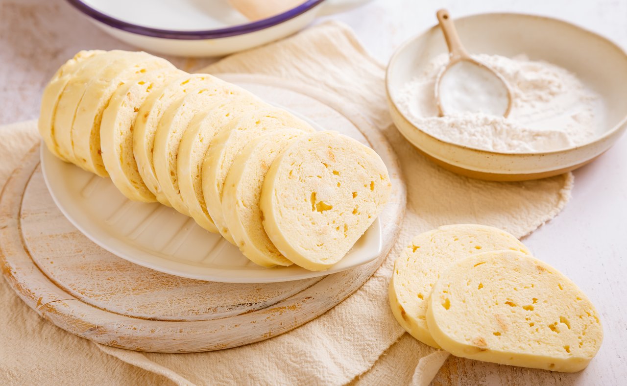 Czech bread dumplings on a board