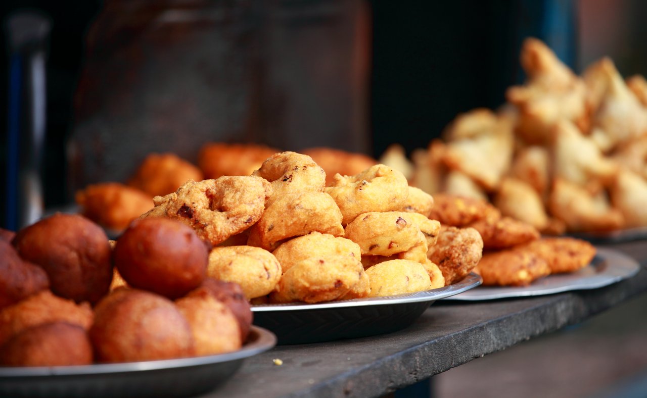 Traditional Indian street food in Delhi