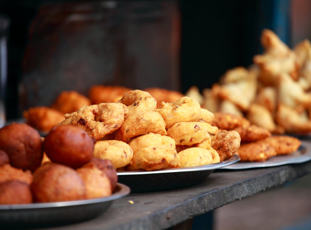 Traditional Indian street food in Delhi