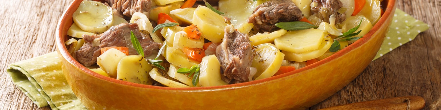 Alsatian Baeckeoffe, a meat and vegetable stew