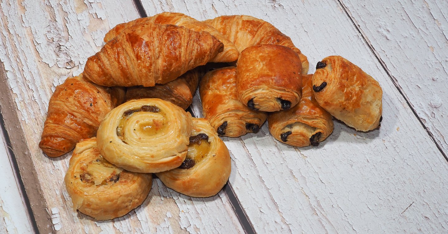 French pastries on a wooden table