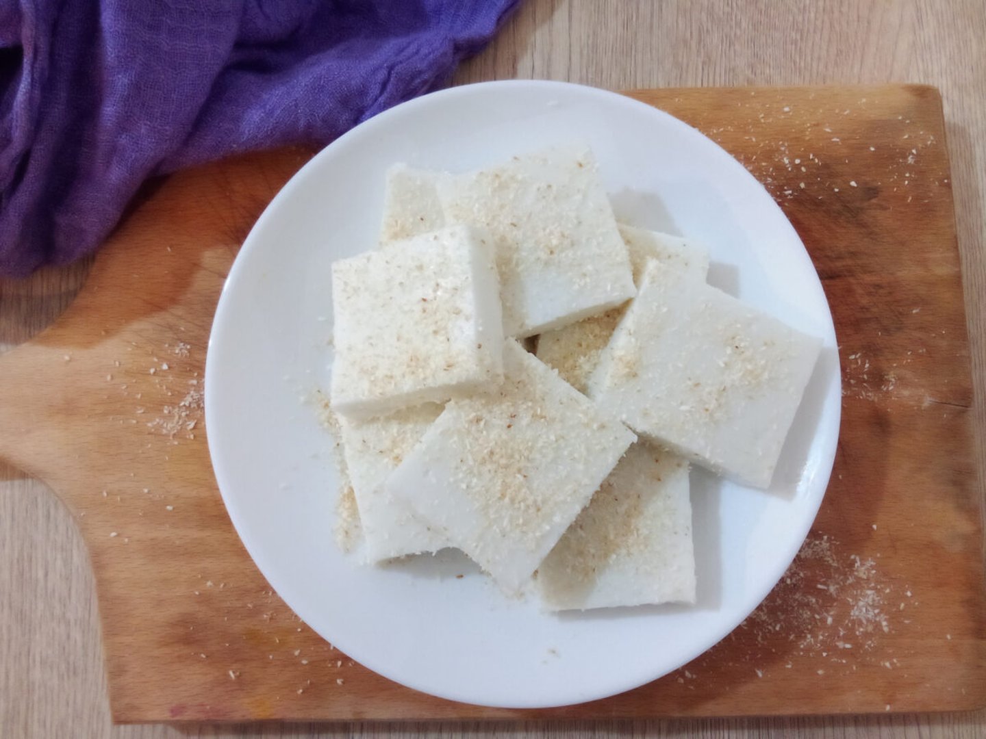 A plate of Hawaiian haupia squares