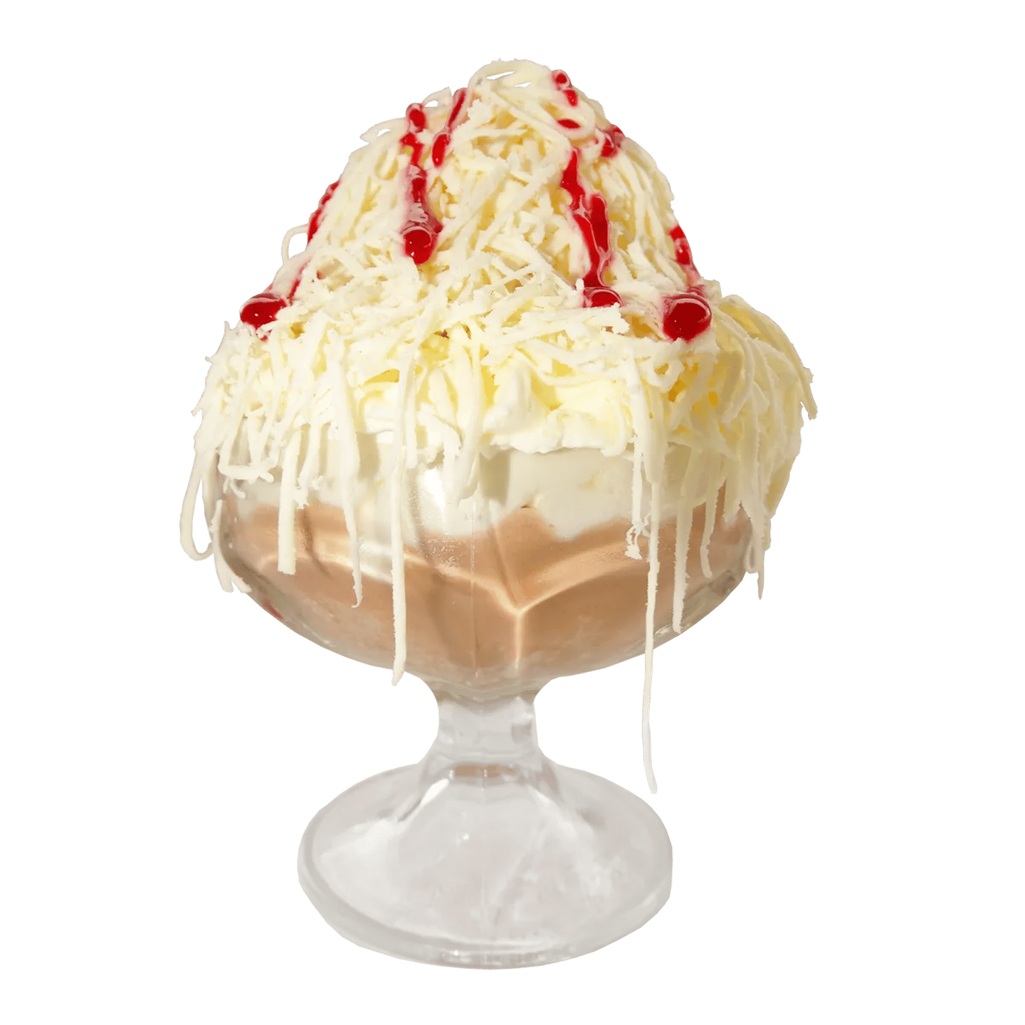 Helado con queso, ice cream with shredded cheese and a flavoured syrup.