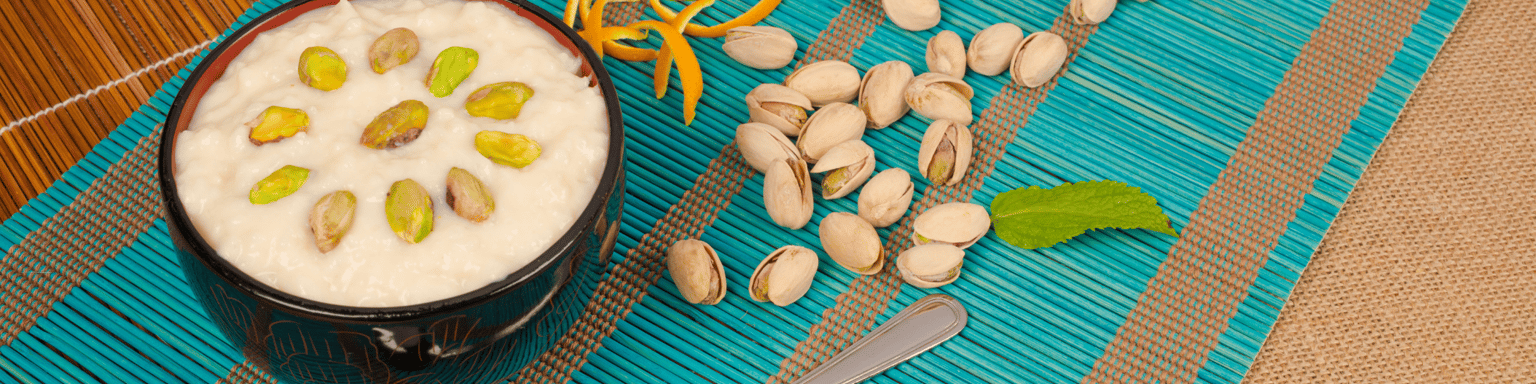Indian rice pudding with pistachios