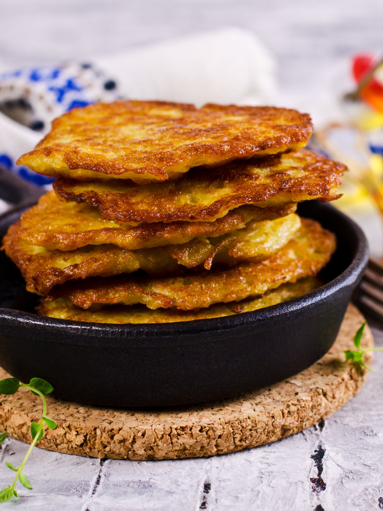 A stack of Irish boxty in a pan
