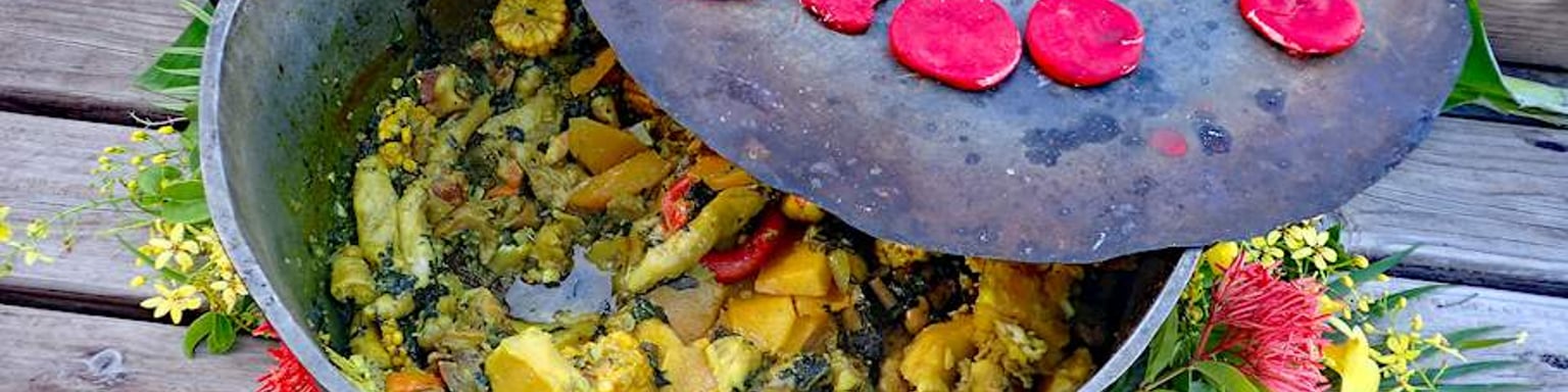 A pot of oil down, the national dish of Grenada
