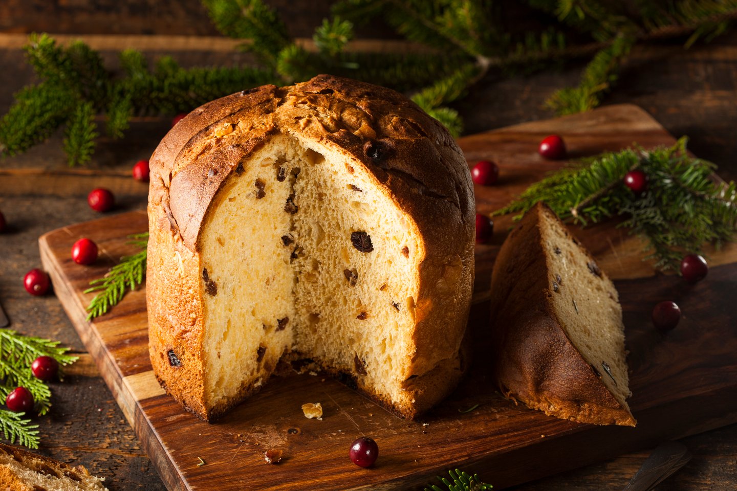 Panettone with Christmas decorations