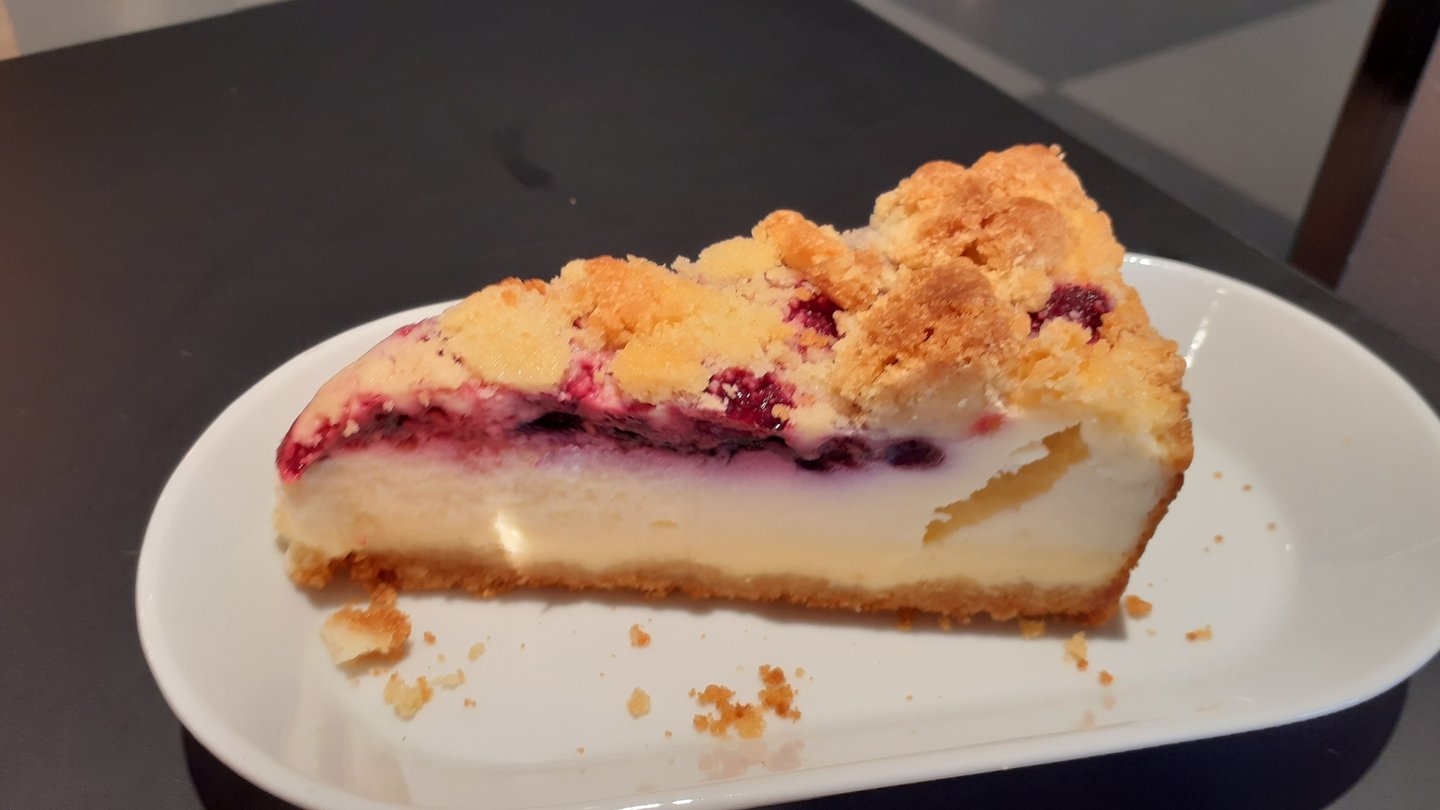A Swedish cheesecake with berry syrup