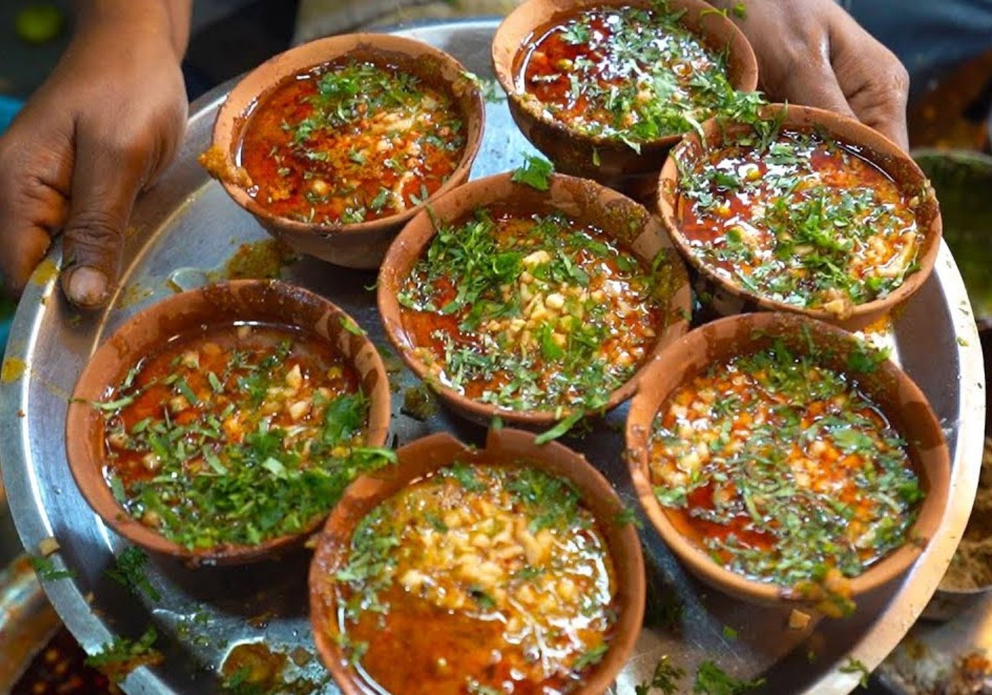 A tray of Tamatar Chaat in Varanasi, India