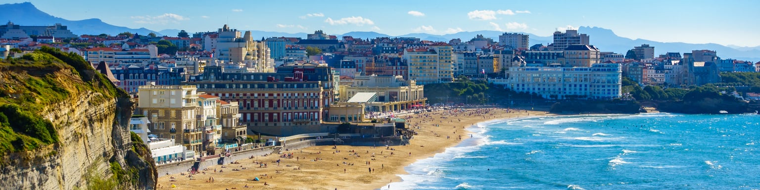 People on the beach at Biarritz Grande Plage in France