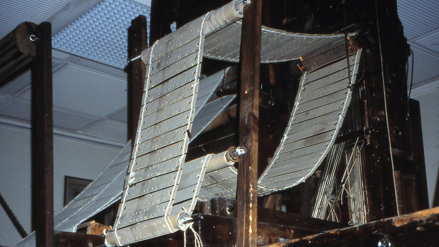 Punched cards for automated Jaquard loom making silk brocade, Lyon, France