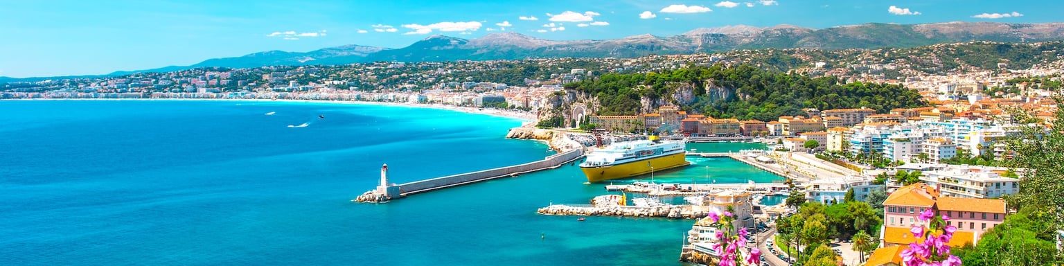 Looking along across the water at Nice, France