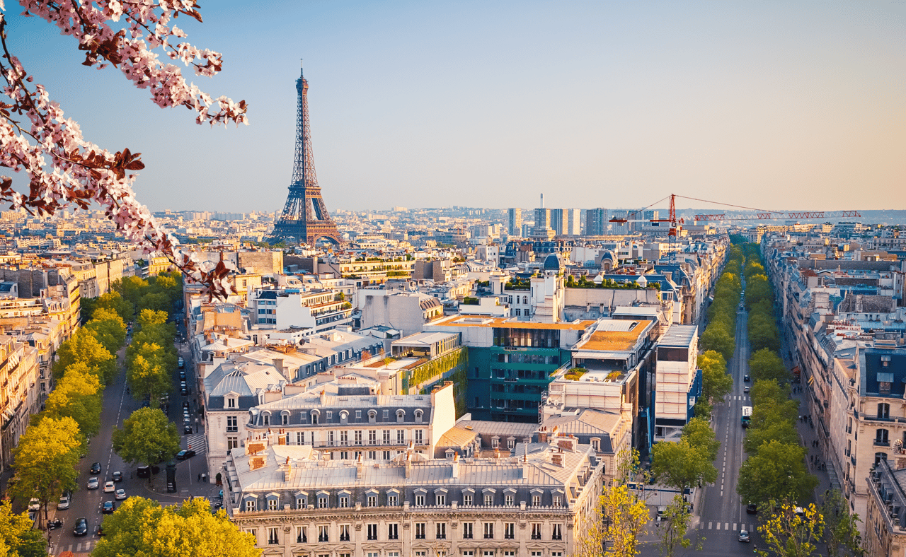 A view of Paris on a spring evening
