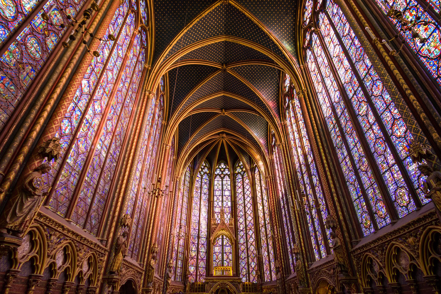 Stained glass windows in the Sainte-Chapelle, Holy Chapel, in Paris