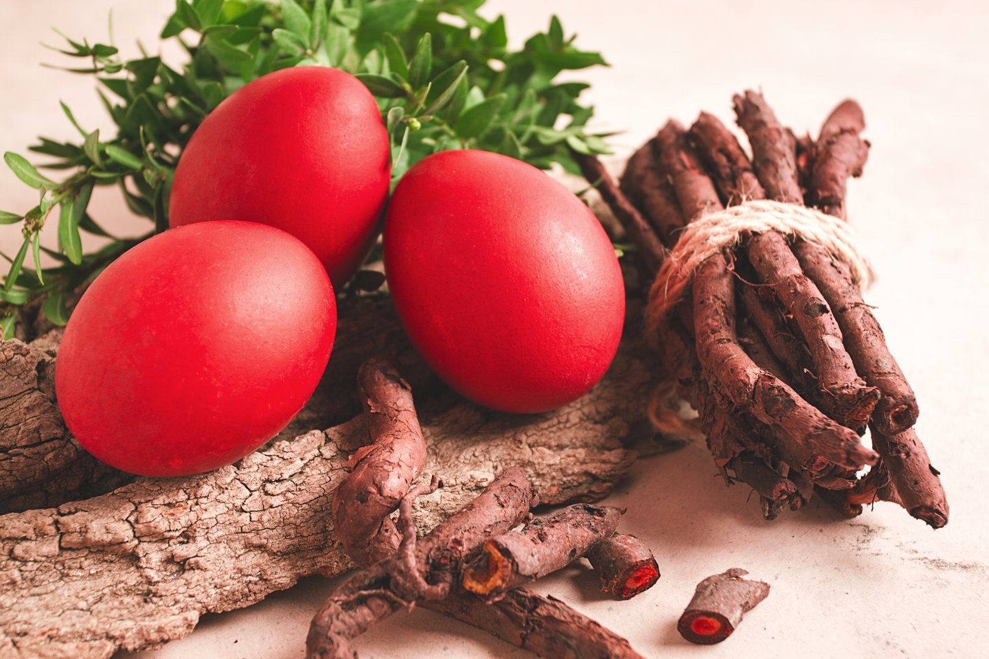 Eggs dyed red for Easter in Georgia