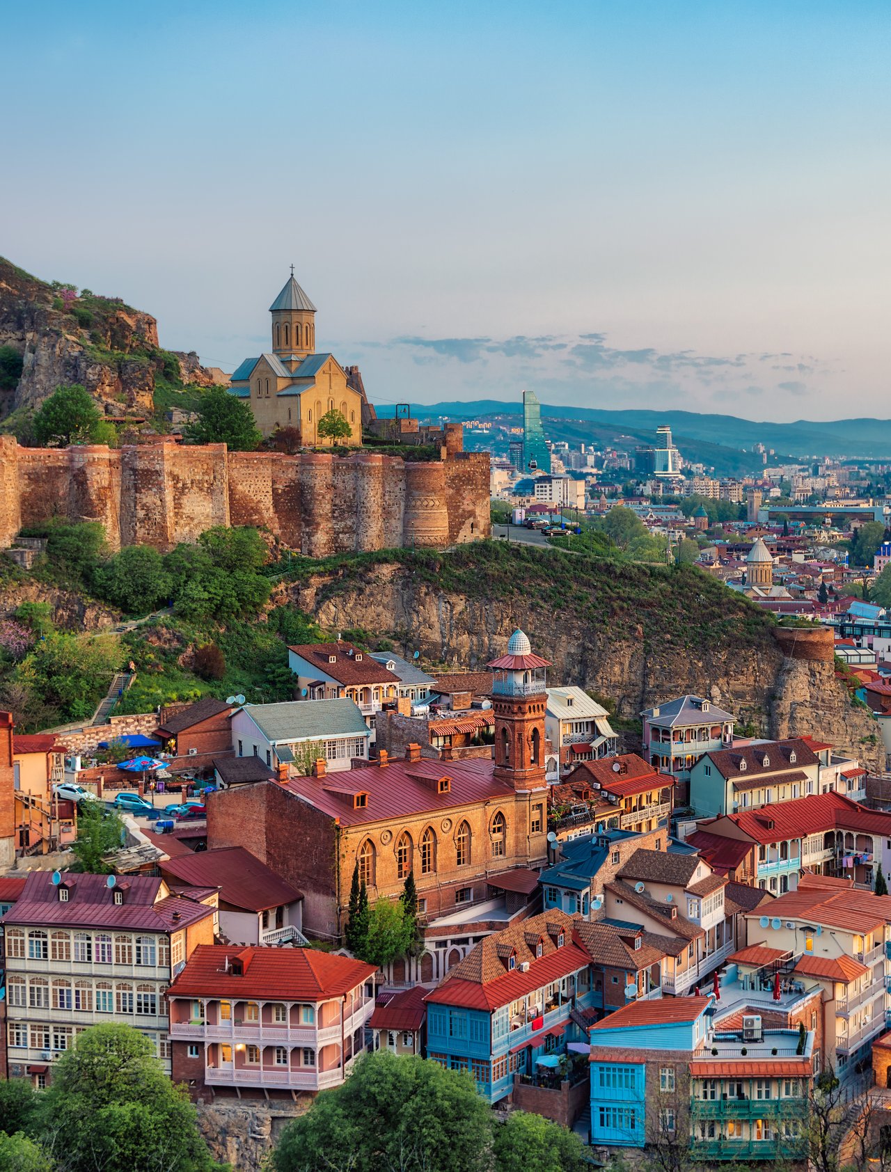 Colourful buildings and churches in Tbilisi, Georgia