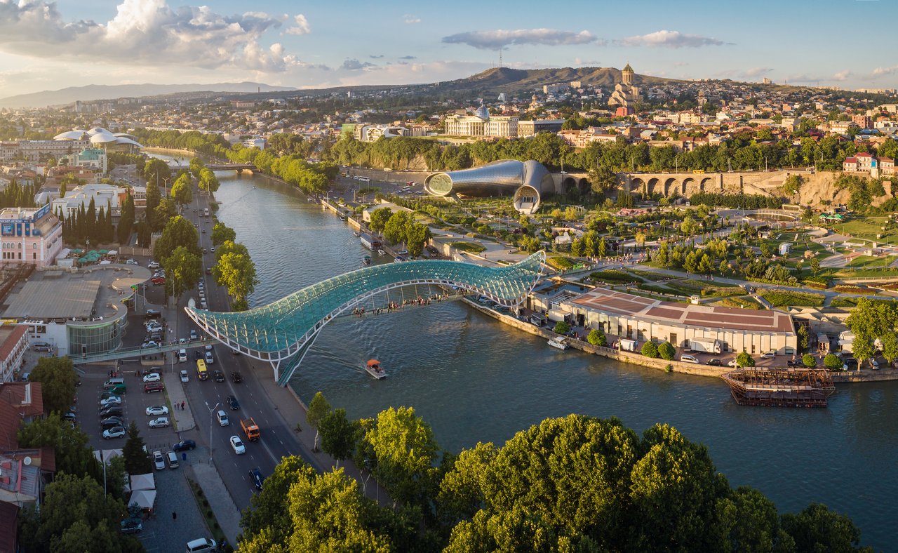Aerial view of downtown Tbilisi, Georgia