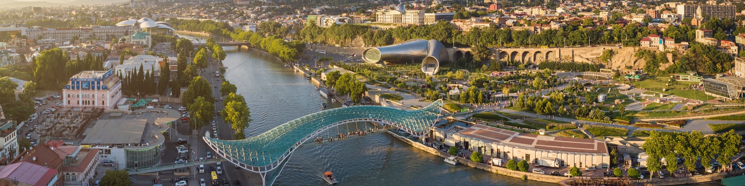 Aerial view of downtown Tbilisi, Georgia