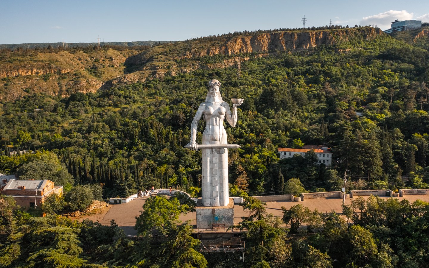 The huge Mother of Georgia statue sits on a hill in the centre of Tbilisi