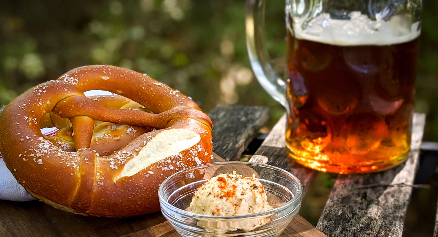 Obatzda with beer and pretzels