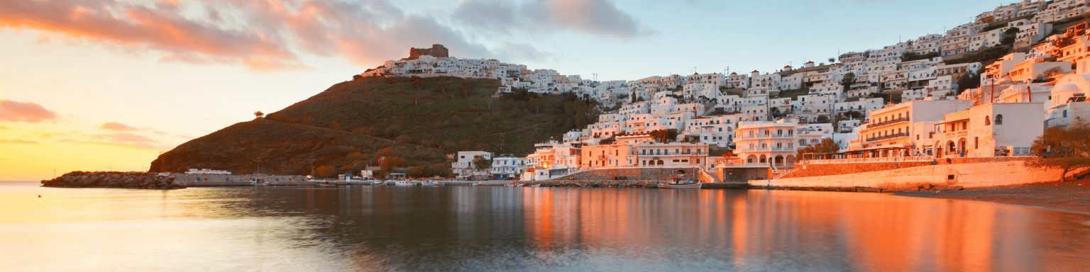 Chora village and the old harbour of Astypalea island in Greece