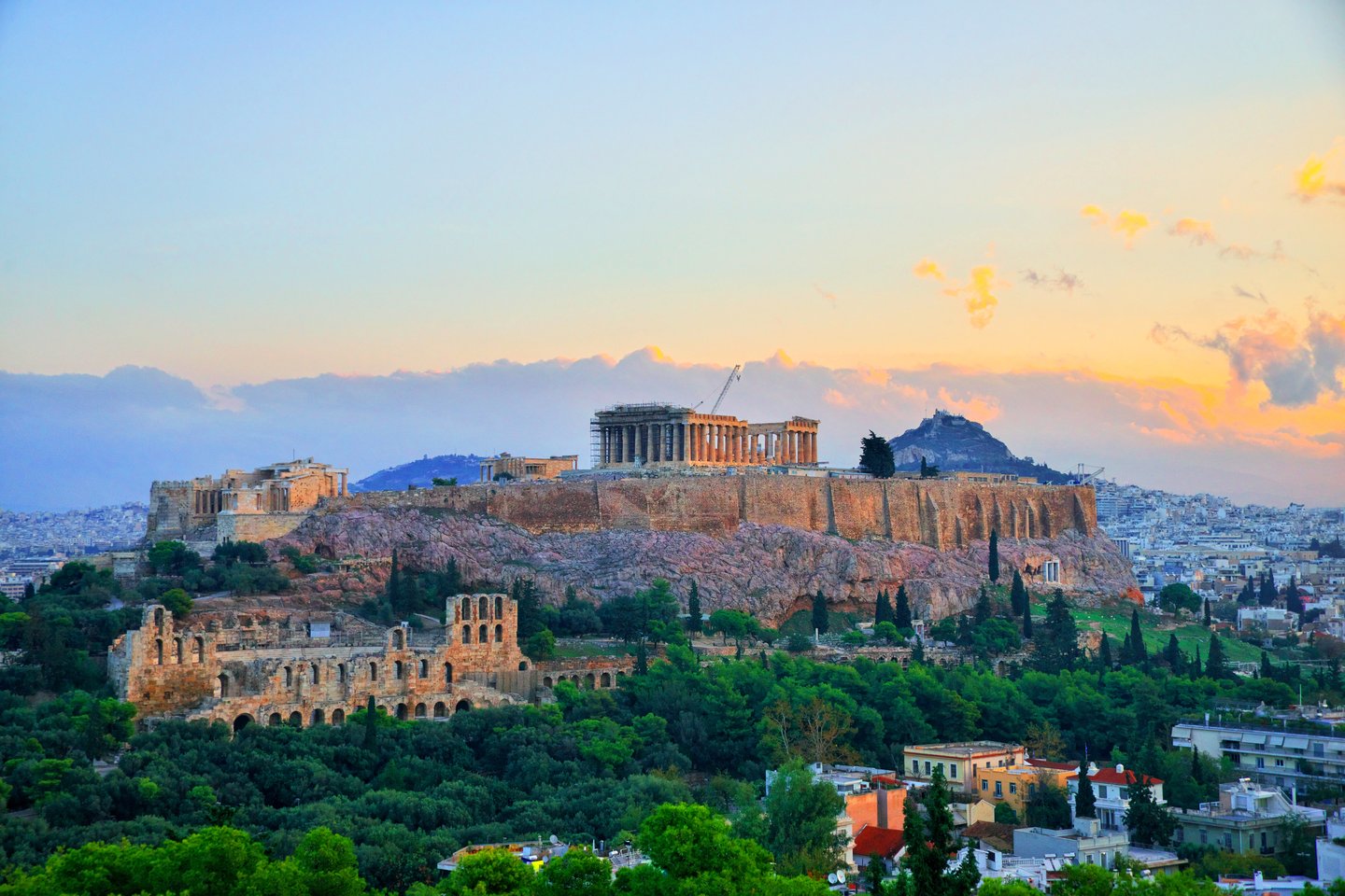 The Acropolis in Athens at sunset
