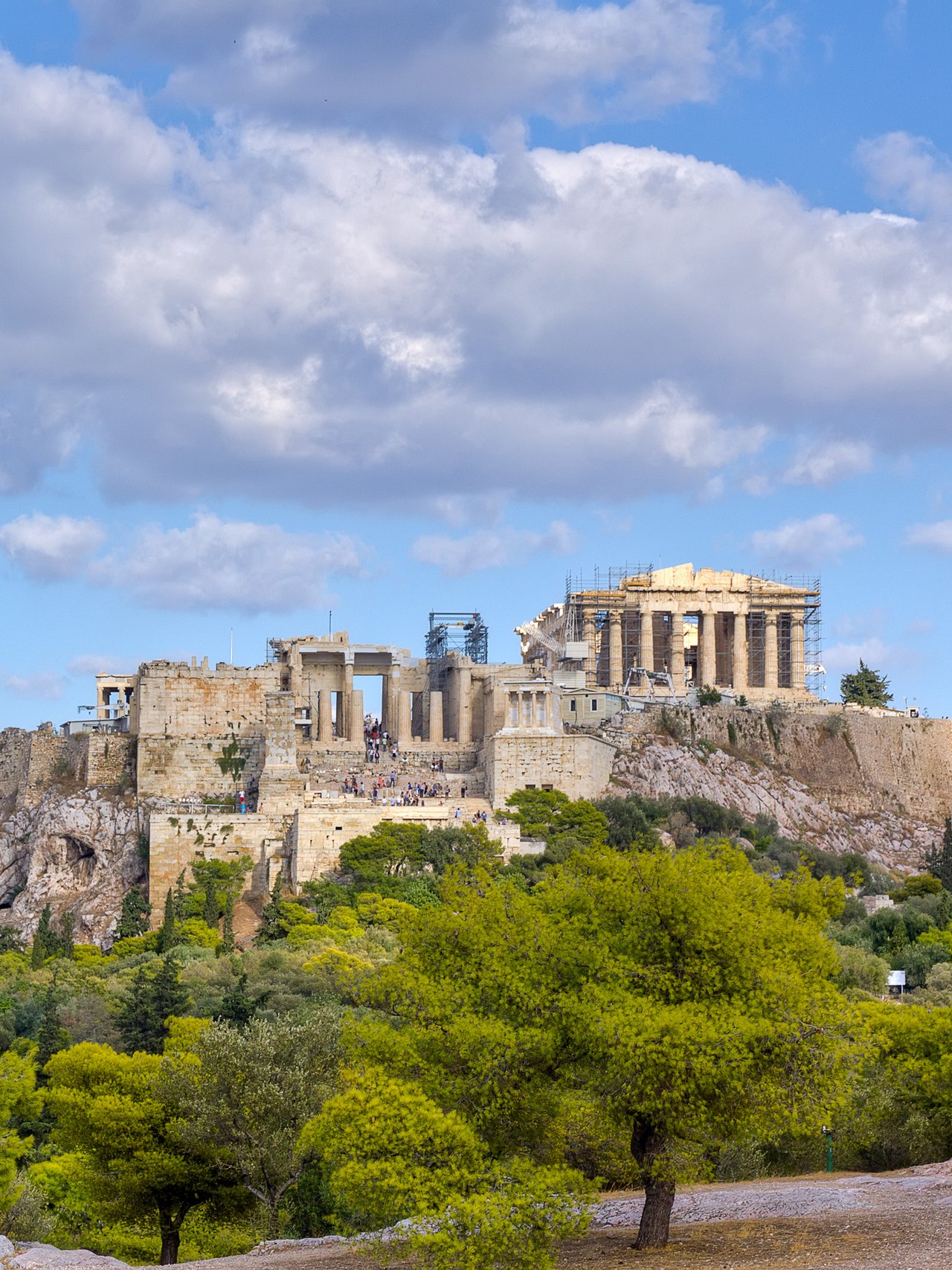 A view of the Acropolis over the treetops.