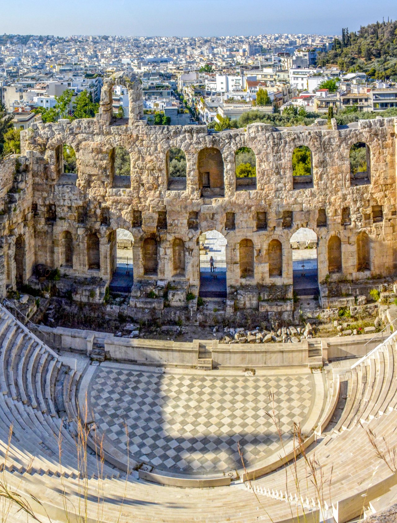 The Odeon of Herodes Atticus, an ancient Roman theatre on the Acropolis in Athens.